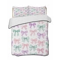 thumbnail image 2 of Pink Purple Teal Twin Size Down Alternative Comforter, Lightweight Comforter Quilt Bedding Set with Pillow Shams Watercolor Bow Farmhouse All Seasons Bed Comforter Duvet Insert 68"x86", 2 of 7