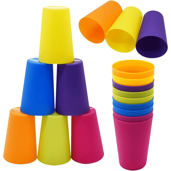 Reusable Plastic Cups, 12Pcs Small Plastic Cups for Kids ,Unbreakable Water Drinking Cup, 5.6 oz Hard Plastic Cups, Kids Drinking Cups for Outdoor Parties Camping(Mix Color)
