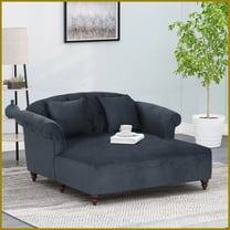 Traditional Contemporary 2-Seat Fabric Chaise Lounge with Button Tufting for Living Room, 63"W×58.5"D×34.5"H
