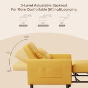 Aiho 3-in-1 Convertible Sleeper Chair Bed, Multi-Functional Lounge Futon Chair with Side Pocket, Space Saving Indoor Sofa Bed for Living Room, Bedroom, Apartment & Guest Room, Yellow