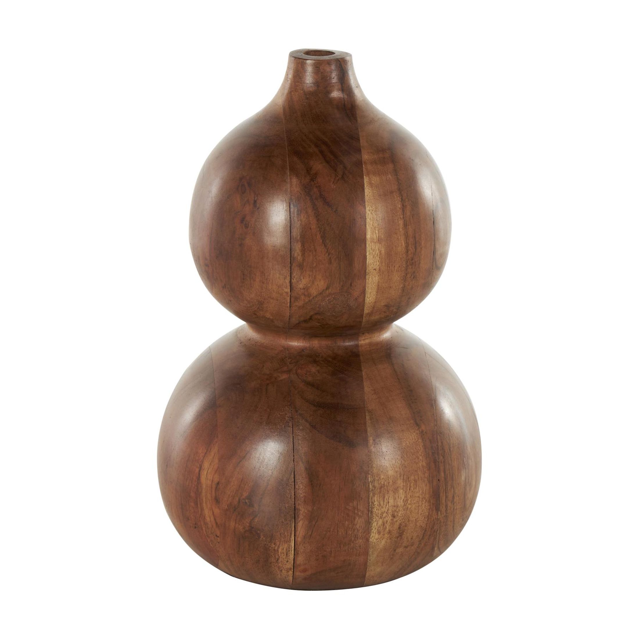 DecMode 11" Bubble Brown Wood Vase with Natural Wood Grains