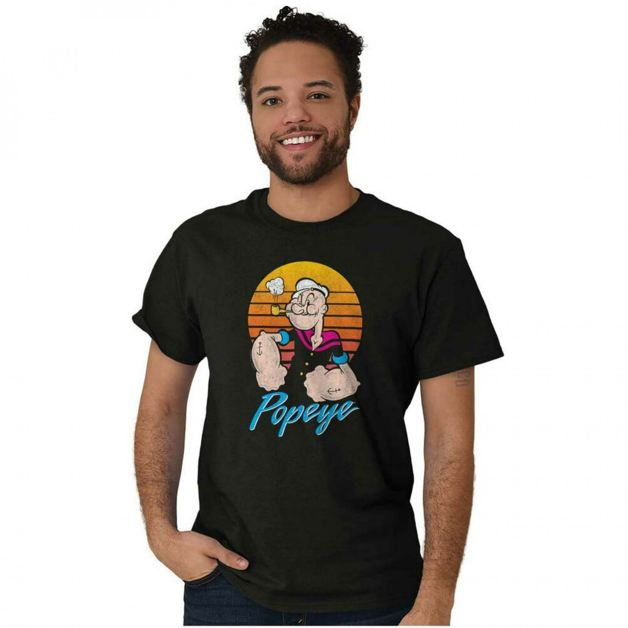 Popeye The Sailor Man Character 80's Retro Style T-Shirt-Large