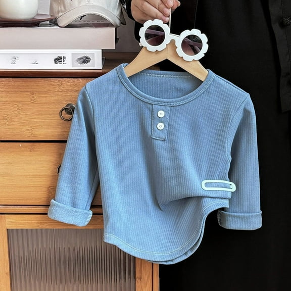 Children's Undershirt Autumn New Round Neck Long Sleeve Shirt Autumn Girls Warm Underwear Boy Baby Foreign Clothes Shirt for Girls Size 6 Girls Summer Shirts Size 12 Little Top for Girls Tee