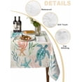 thumbnail image 5 of Teal Red Coastal Suqare Tablecloth - 60 x 60 Inch, Retro Beach Nautical Sea Turtle Coral Waterproof & StainResistant Tablecloth, Washable Oil-proof Table Cover for Dining/Party/Wedding/Camping/Buffet, 5 of 9