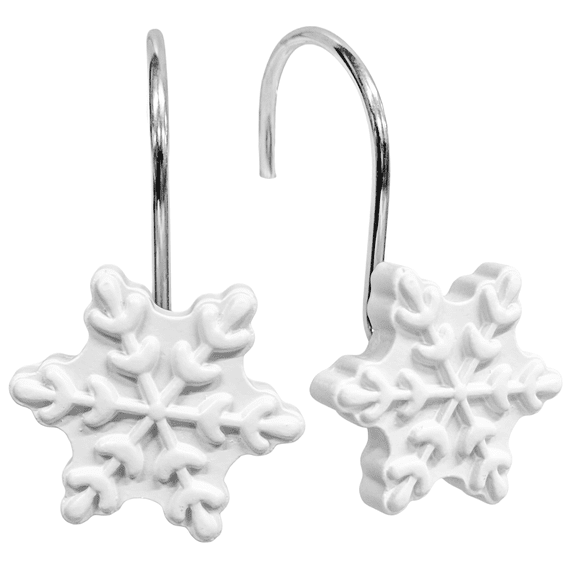 12-Pack Christmas Shower Curtain Hooks, Decorative Holiday Bathroom Curtain Rings with Metal Hooks