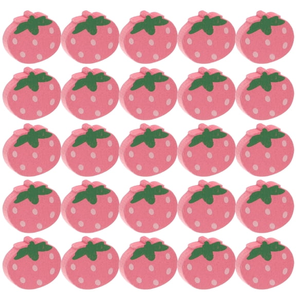 DEEPCRAFF 50pcs Random Color Strawberry Wood Sew-On Buttons for Crafting, Jewelry Making, Accessories