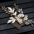 thumbnail image 2 of NAMZI Bridal Flower Wedding Hair Pins Crystal Pearl Hair Combs Clips Headpiece Gold Wedding Hair Accessories Jewelry with Rhinestone for Brides Bridesmaids Women Girls (Gold), 2 of 2