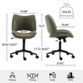 thumbnail image 6 of YOUNIKE Ergonomic Office Chair, Armless Home Chair, Swivel Desk Chair, Curved Back Vanity Chair with Leather Padded Seat, Height Adjustable, Olive Green, 6 of 8