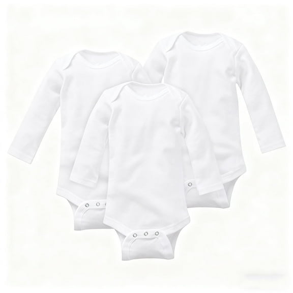 Baby Bodysuits, Long-Sleeve Onesies - 3-Pack, Unisex Infant Essentials for Newborn Boy & Girl