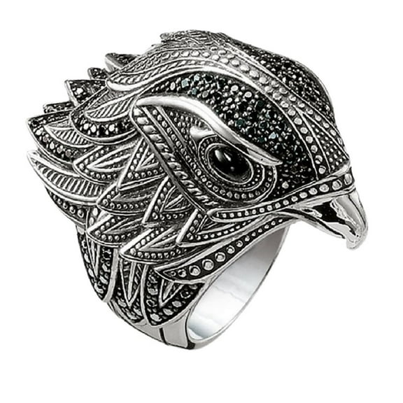 MayiaHey Eagle Head Ring, Cute Bird Eagle Ring for Men, Norse Viking Eagle Head Ring Hawk Eagle Jewelry, Celtic Eagle Bird Ring Hip Hop Eagle Band Ring Punk Eagle Animal Ring Lovely Eagle Hawk Ring