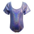 thumbnail image 4 of QUOTAY Girls Latin Dance Gymnastics Leotard Shiny Rhinestone Short Sleeve Unitard Performance Training for Competition Stage Shows Sky Blue,160, 4 of 4