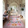 thumbnail image 4 of Moynesa 6'x9' Farmhouse Floral Area Rugs for Living Room, Washable Pink Coquette Rugs for Bedroom, Soft Colorful Boho Flower Accent Carpet for Dining Room Nursery Dorm Apartmen, 4 of 8
