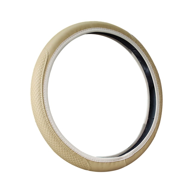 Universal Microfiber Leather Steering Wheel Cover Protector with Stitching for Enhanced Grip and Comfortable Driving Experience