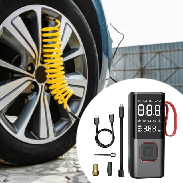 Compresor de aire,Compresor de aire portátil Bomba de aire Bomba de neumáticos Neumático,Inflador de coche,accesorios para coche,bomba de aire de 150 psi,Luz LED recargable 1 cable de carga