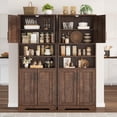 thumbnail image 3 of EastVita Bathroom Cabinet Farmhouse Storage Cabinet with Glass Doors and Adjustable Shelves Freestanding Kitchen Pantry Cabinet Cupboard for Living Room Dining Room-Reddish Brown 67 H, 3 of 8