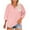 Pink, variant on BangWanChi Loose Shirts for Women Fashion Plus Size Solid Color V-Neck 3/4 Sleeve Shirt Blouses