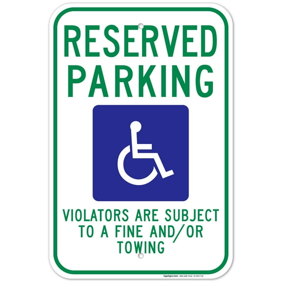 New Mexico Handicap Parking Sign, Handicap Reserved Parking Subject To A Fine And/Or Towing Sign, 12x18 Aluminum
