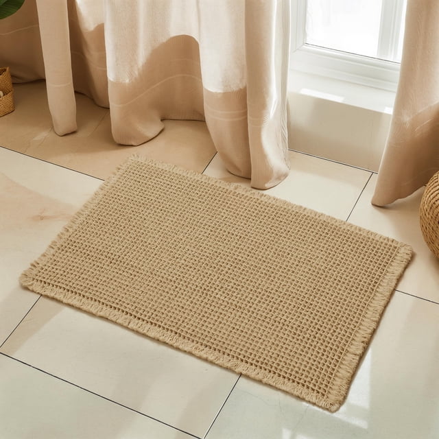 Alfombra de baño SUBRTEX, felpilla trenzada, 40 x 60 cm, color caqui