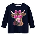 thumbnail image 3 of WOYY Big Girls 3/4 Sleeve T Shirt for Valentine's Day Cute Highland Cow Print T-Shirt, 3 of 3