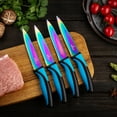 thumbnail image 2 of SiliSlick Steak Knife Set - Iridescent/Rainbow Titanium Coated Stainless Steel Knives - 5 inch / 12.7cm - (4 Blue), 2 of 6