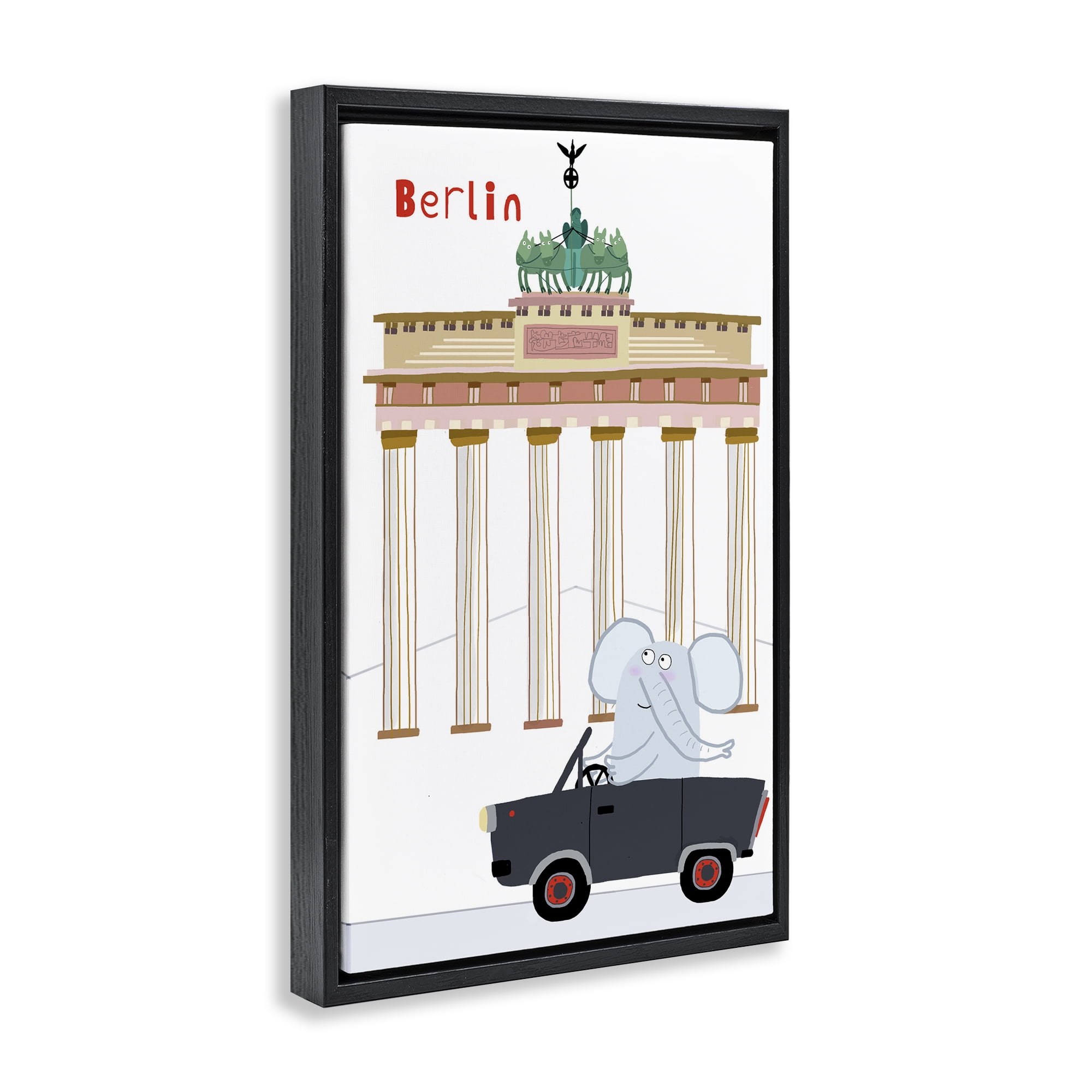 Elephant & Berlin Architecture Black Framed Floater Canvas Wall Art, design by Carla Daly