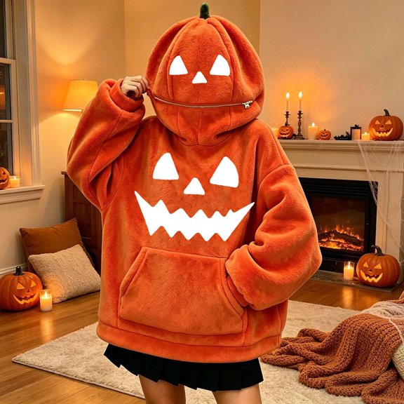 Kids Halloween Pumpkin Hoodie Long Sleeve Pullover Sweatshirt For Boys Girls