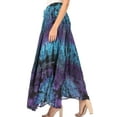 thumbnail image 4 of Sakkas Ester Womens Simple Boho Maxi Full circle Tie-dye Skirt with Elastic Waist - Teal - One Size, 4 of 5