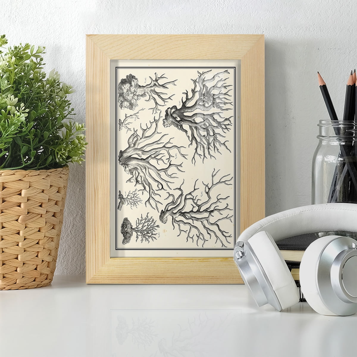 Aegean Collection III -Framed Print w/glass-Natural Wood