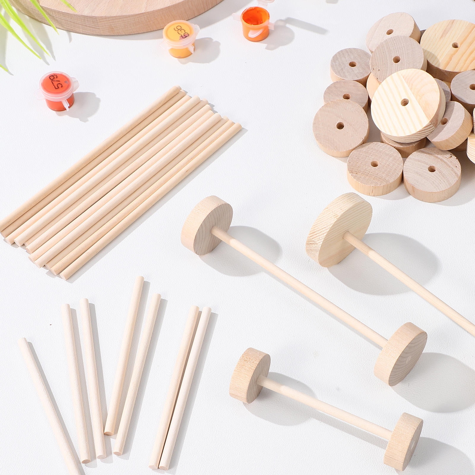 TABLZONE Blank Craft Accessories 1 Set Wooden Wheels for Supplies
