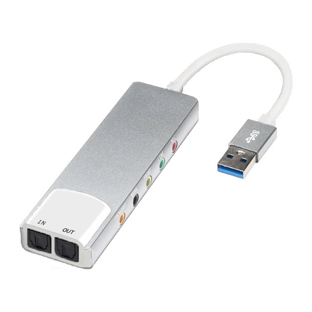 Adaptador Tarjeta externa Convertidor audio externo Aleación aluminio AC-3 DTS 7.1 5.1 SPDIF para computadora portátil Desktop