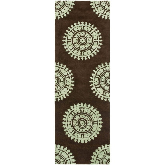 Safavieh Handmade Soho Chrono Brown/ Teal New Zealand Wool Rug (2'6 x 6')