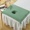 thumbnail image 4 of thinsony Housse de Demi-Table de SPA en Coton Serviette pour Trou de Visage de Lit de Salon de Beauté Vert Foncé, 4 of 7