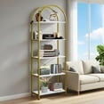 thumbnail image 3 of Bookshelf,Arched Bookshelf 5 Tier,Tall Standing Display Racks with Metal Frame,Modern Open Storage Rack Shelf Large Wood Book Shelf for Living Room, 3 of 6