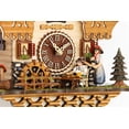thumbnail image 3 of Quartz Cuckoo Clock Black Forest house with moving Black Forest woman and mill wheel, with music TU 4215 QM, 3 of 4