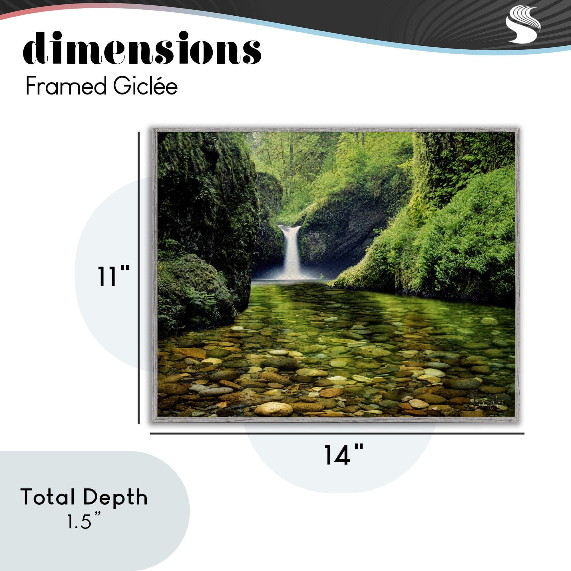 Stupell Industries Punchbowl Falls in Emerald Forest Gray Framed Giclee Art, design by Dennis Frates