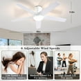 thumbnail image 3 of Ceiling Fans with Lights, 48 inch Low Profile Ceiling Fan with Light and Remote Control, Flush Mount, Reversible Motor, Dimmable, Noiseless, White Ceiling Fan for Bedroom, Indoor/Outdoor Use, 3 of 9