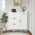thumbnail image 3 of Spaco White Color Shoe Cabinet with 4 Doors 1 Drawer, PVC Door with Shape, Large Space for Storage, 3 of 5