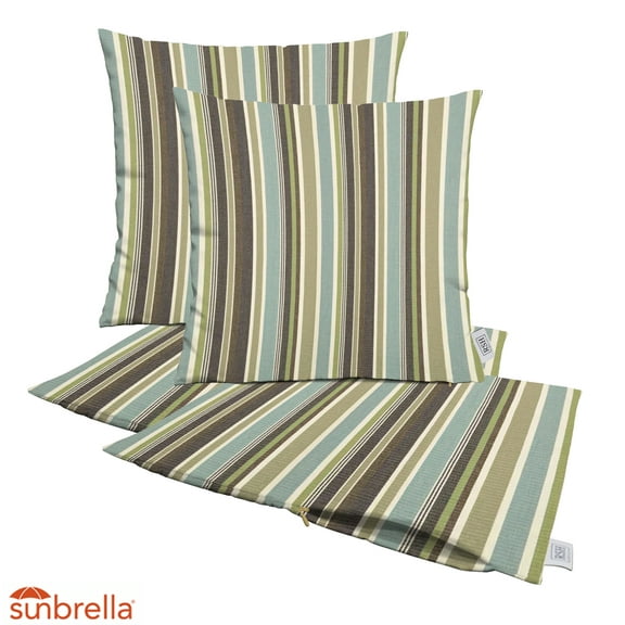 RSH Decor: Sunbrella Pillow Covers Set of 4 | 17" x 17" Square Covers | Weather-Resistant Sunbrella Fabric | Brannon Whisper