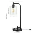thumbnail image 4 of JONATHAN Y Axel Modern 23" Iron/Seeded Glass Farmhouse Industrial USB Charging LED Task Lamp, Black, JYL3078A, 4 of 7