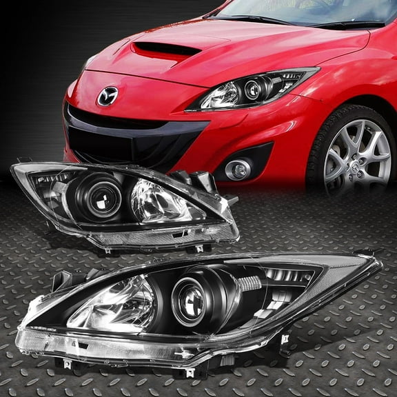 NUVISION for 10-13 Mazda 3 Black Housing Clear Corner Projector Headlights