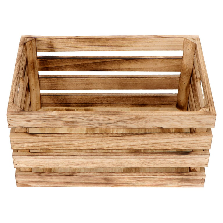 Rustic Wooden Box, Rectangular Storage Basket Toy Multipurpose Wood Frame Storage Basket Sundry Storage Box for Pantry Shelves Office Kitchen Super