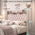 thumbnail image 6 of SIBEDS LED Bed Frame with 2 Storage Drawers and Galaxy Star Projector Velvet Upholstered Pink Tufted Wingback Headboard, Full, 6 of 9