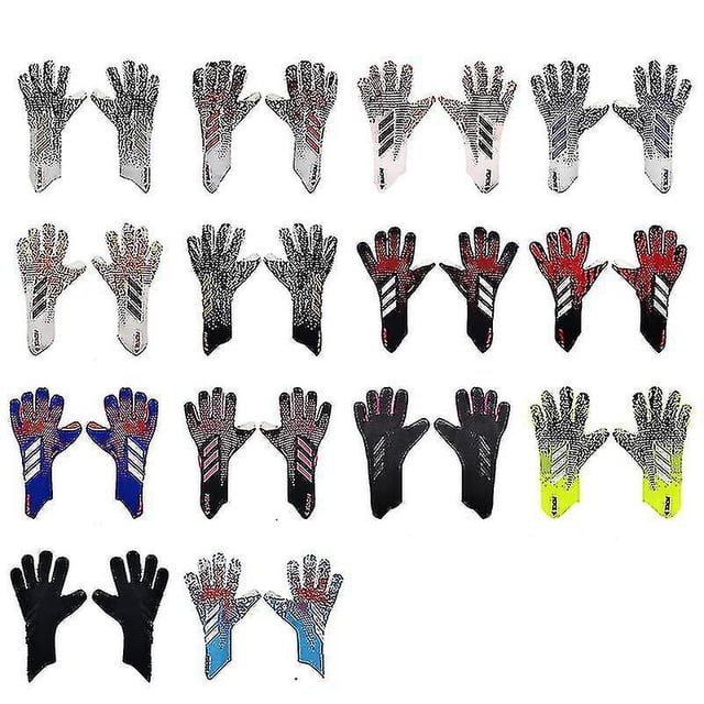 Goalkeeper Football Gloves Full Latex Non-Slip Thickening Wear-Resistant Breathable(Blue / Black / Red Pink / Green Many Colors)#Hjty001