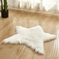 thumbnail image 3 of Faux Fur Carpet Long Plush Shaggy Fluffy Star Shape Carpets Long Hair Area Rugs Bedroom Living Room White Pink Floor Mat (black,diameter60cm), 3 of 6