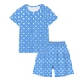 thumbnail image 3 of CYRBOKO Outfit Sets for Toddler Girls, Stretchy Elastic Waist Short Sleeve Summer Casual Loungewear Two-piece Sets Blue Size 4-5 T, 3 of 8