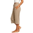thumbnail image 5 of Ltctricy Wide Leg Capri Pants for Women Loose Fit Drawstring Lounge Pants with Pockets Comfy Casual Yoga Pants(Khaki,Medium), 5 of 7