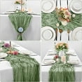 thumbnail image 4 of Cheesecloth Table Runner Boho Gauze Cheese Cloth Table Runner 35x157 Inch Long Romantic Sheer Table Runner For Wedding Bridal Baby Shower Birthday Party Light Green 100%Polyester Other decoration, 4 of 8