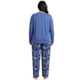thumbnail image 3 of Plus Size Pajamas, PUTUO Women Pajamas Sets for Women, Soft Lightweight Long Sleeve V Neck Pjs Sets, Stretchy Print Sleepwear Loungewear, Navy Blue, 4XL, 3 of 8