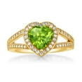 thumbnail image 2 of Gem Stone King 18K Yellow Gold Plated Silver Green Peridot and White Moissanite Ring for Women (2.31 Cttw, Gemstone August Birthstone, Heart Shape 8MM, Available in Size 5,6,7,8,9), 2 of 4