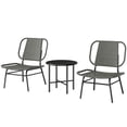 thumbnail image 1 of 3 Piece Grey PE Rattan Patio Furniture Set, Outdoor Bistro Set with 2 Armless Chairs and Steel Top Coffee Table for Balcony, Porch, Garden, and Small Backyard Space, 1 of 7